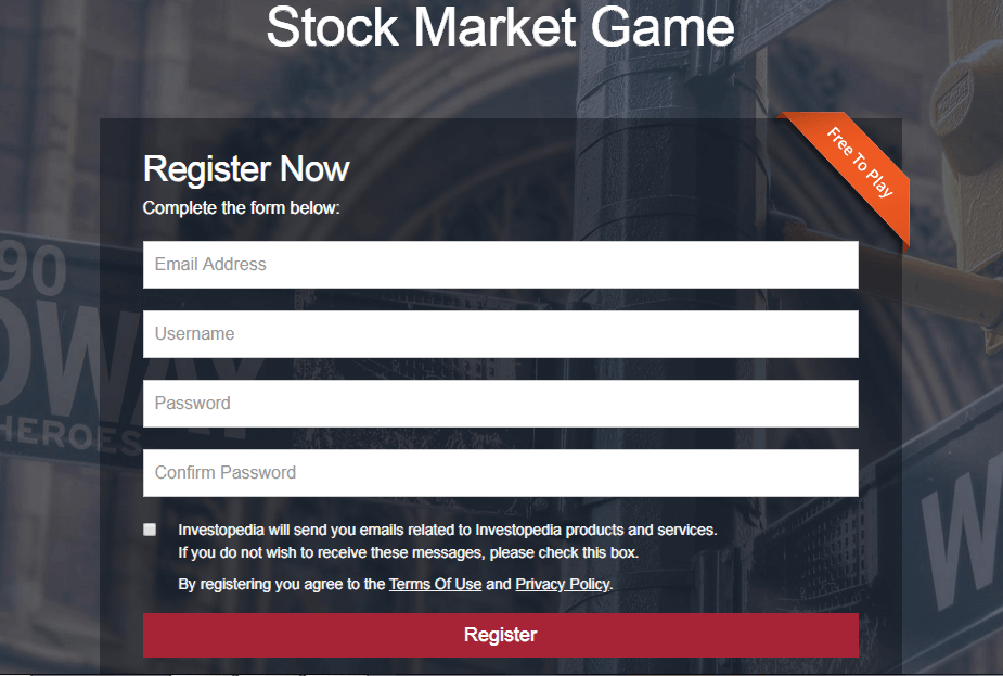 Investopedia stock simulator registration 1