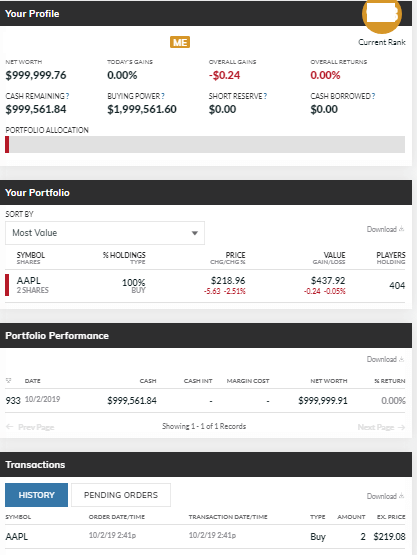 portfolio screen